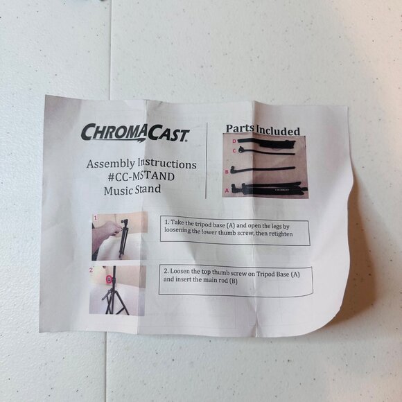 Chromacast Adjustable Folding Music Stand With Carry Bag Sheet Music Stand - Picture 4 of 6